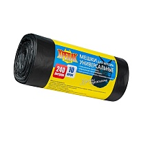 Мешки для мусора 240 л, черные, в рулоне 10 шт., ПНД 40 мкм, 1250х1000 мм, Крепак, 4607075710153 в Химкам