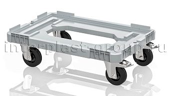 Тележка пластиковая с отверстием 2 колеса с тормозом усиленная серая в Химкам