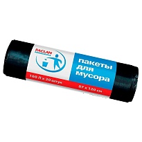 Мешки для мусора 160 л, черные, в рулоне 20 шт., ПВД, 30 мкм, 1200х870 мм, PACLAN Professional, 604082 в Химкам