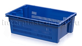 Ящик универсальный для овощей, фруктов и хлеба перфорированные стенки сплошное дно синий в Химкам