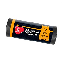 Мешки для мусора 30 л, черные, в рулоне 30 шт., ПНД, 7 мкм, 560х480 мм, Comfort, М0291 (МН 30-30ч) в Химкам