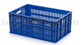 Ящик для молока, мяса, овощей и фруктов большая перфорация дно сплошное синий в Химкам