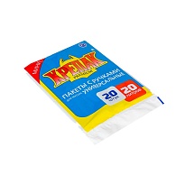 Мешки для мусора 20 л, с ручками, черные, в пачке 20 шт., ПНД, 10 мкм, 550х440 мм, Крепак, 4607075710085 в Химкам