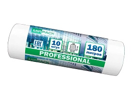 Мешки для мусора 180 л, прозрачные, в рулоне 10 шт., ПВД, 30 мкм, 1100х930 мм, PROFESSIONAL, 180104408 в Химкам
