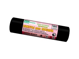 Мешки для мусора 180 л, ароматизированные, черные, в рулоне 10 шт., ПВД, 50 мкм, 1100х930 мм, EXTRA black, 18008301 в Химкам
