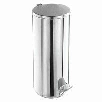 Ведро для мусора с педалью, усиленное, Титан, 30 л, кольцо под мешок, нержавеющая сталь, хром в Химкам