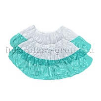 Бахилы бело-бирюзовые 1000 шт (500 пар), 48 мкм, двойная подошва, с одной резинкой, Эконом+ в Химкам