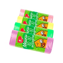 Мешки для мусора 30 л, ассорти, в рулоне 30 шт., ПНД, 5 мкм, 560х480 мм, Эконом, МЭ8716 в Химкам