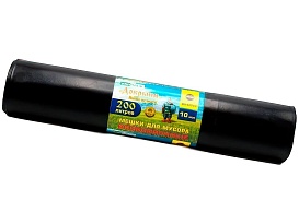Мешки для мусора 200 л, ароматизированные, черные, в рулоне 10 шт., ПВД, 100 мкм, 1200х800 мм, Добрыня, Dob20010black в Химкам