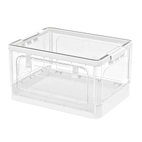 Ящик пластиковый складной прозрачный, дно белое, 360х235х230 мм, с колесиками в Химкам