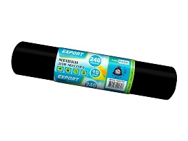 Мешки для мусора 240 л, черные, в рулоне 10 шт., ПВД 80 мкм, 1300х930 мм, EXPORT, exp 24010167 в Химкам
