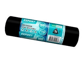 Мешки для мусора 160 л, ароматизированные, черные, в рулоне 10 шт., ПВД, 80 мкм, 1100х930 мм, EXPORT, exp16010142 в Химкам