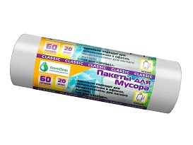 Мешки для мусора 60 л, белые, в рулоне 20 шт., ПНД, 7 мкм, 700х600 мм, MIRPACK Classik, 602052 в Химкам