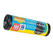 Мешки для мусора 180 л, черные, в рулоне 10 шт., ПНД, 20 мкм, 1150х800 мм, Крепак, 4607075710481 в Химкам