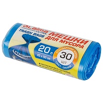 Мешки для мусора 20 л, синие, в рулоне 30 шт., ПНД, 8 мкм, 500х450 мм, LAIMA, 607682 в Химкам