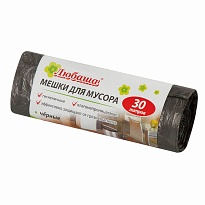 Мешки для мусора 30 л, черные, в рулоне 20 шт., ПНД, 5 мкм, 550х470 мм, Любаша эконом, 605329 в Химкам Мешки для мусора 30 л, черные, в рулоне 20 шт., ПНД, 5 мкм, 550х470 мм, Любаша эконом, 605329 в Химкам
