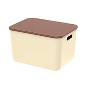 Ящик пластиковый вкладываемый бежевый с коричневой крышкой 410х305х245 мм