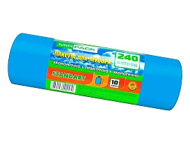 Мешки для мусора 240 л, ароматизированные, синие, в рулоне 10 шт., ПВД 30 мкм, 1300х930 мм, STANDART, 24010661 в Химкам