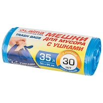 Мешки для мусора 35 л, с ушками, синие, в рулоне 30 шт., ПНД, 11 мкм, 650х500 мм, LAIMA ULTRA, 607684 в Химкам
