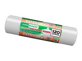 Мешки для мусора 120 л, белые, в рулоне 10 шт., ПНД, 14 мкм, 1100х700 мм, EXTRA, ex1201803 в Химкам
