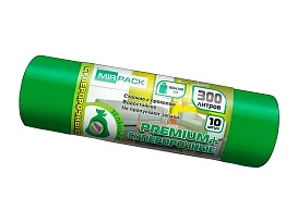 Мешки для мусора 300 л, зеленые, в рулоне 10 шт., ПВД 70 мкм, 1400х1000 мм, PREMIUM+, 300101601 в Химкам Мешки для мусора 300 л, зеленые, в рулоне 10 шт., ПВД 70 мкм, 1400х1000 мм, PREMIUM+, 300101601 в Химкам