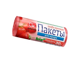 Мешки для мусора 30 л, ароматизированные, Клубника, красные, в рулоне 20 шт., ПНД, 9 мкм, 560х530 мм, GRIFON Aroma, 101-020 K в Химкам