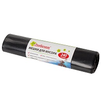 Мешки для мусора 240 л, черные, в рулоне 5 шт., ПВД 30 мкм, 1300х900 мм, Любаша, 605338 в Химкам
